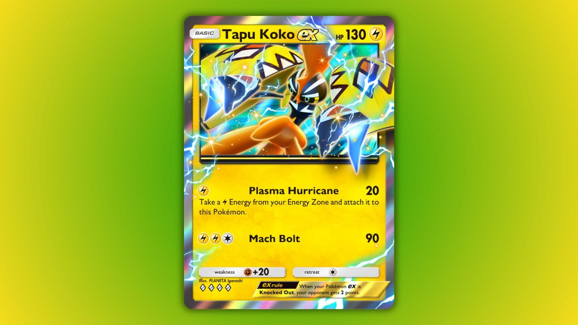 Tapu Koko ex's card as seen in the game (Image via The Pokemon Company)
